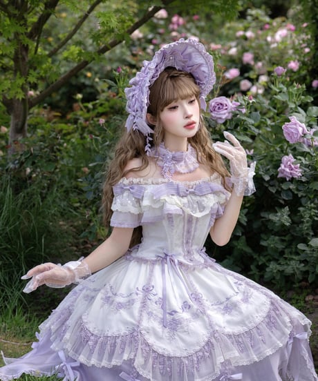「藤の庭」オフショルダーワンピース【5/25まで】ロリータ