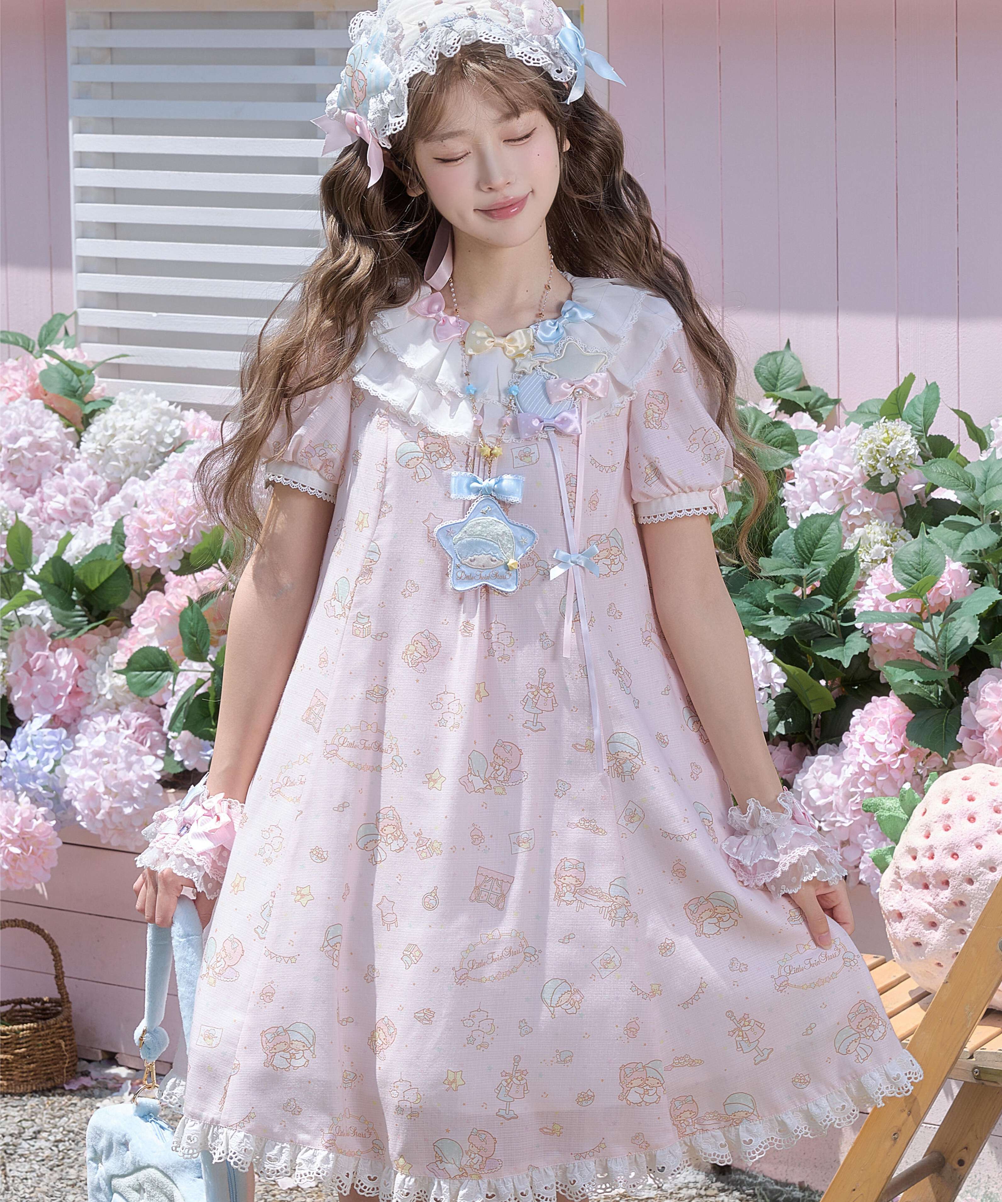 仲夏物語リトルツインスターズコラボ」総柄ドールワンピース 【6/8まで