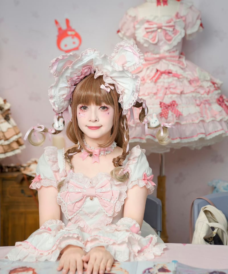 ラビットリボン」青木美沙子コラボドレス（ホワイト）【6/15まで】送料