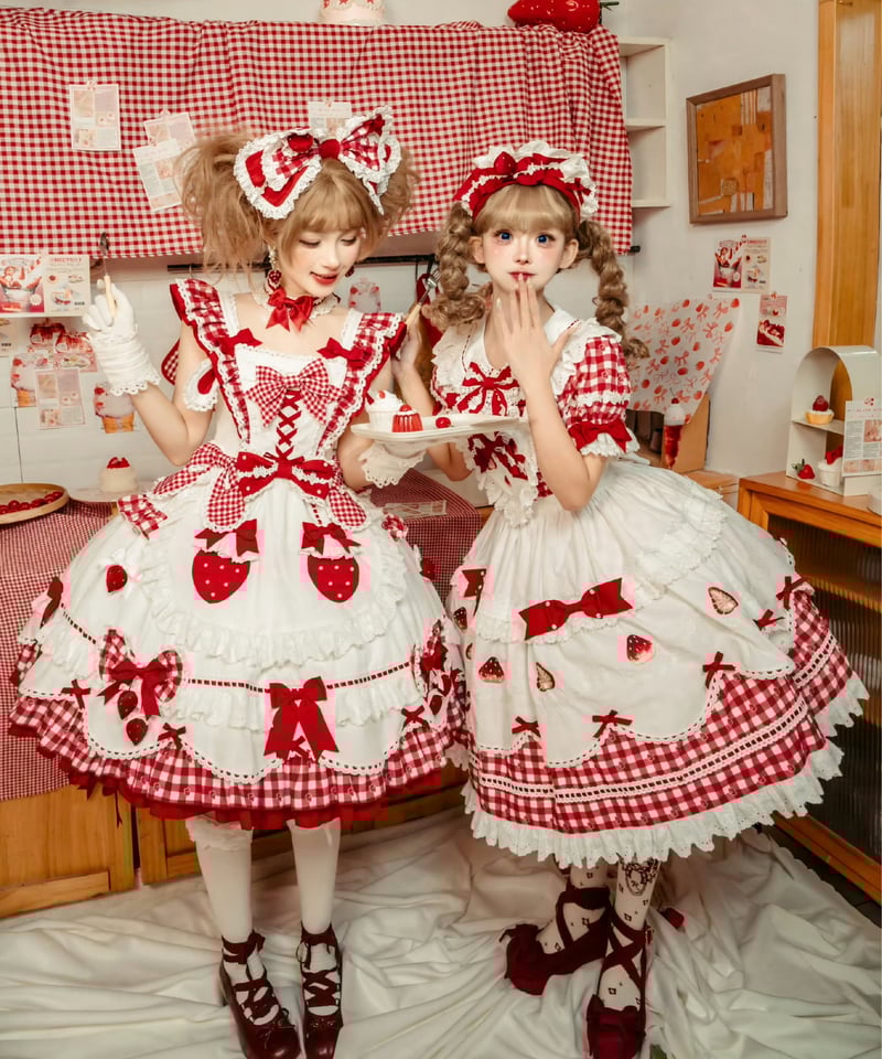 ショートケーキ図鑑」メイドワンピース＆ジャンパースカート（赤