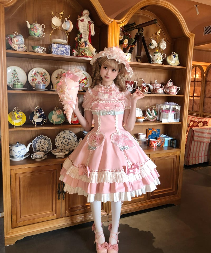 マイメロコラボ」マイメロハートジャンパースカート 【3/7まで】送料