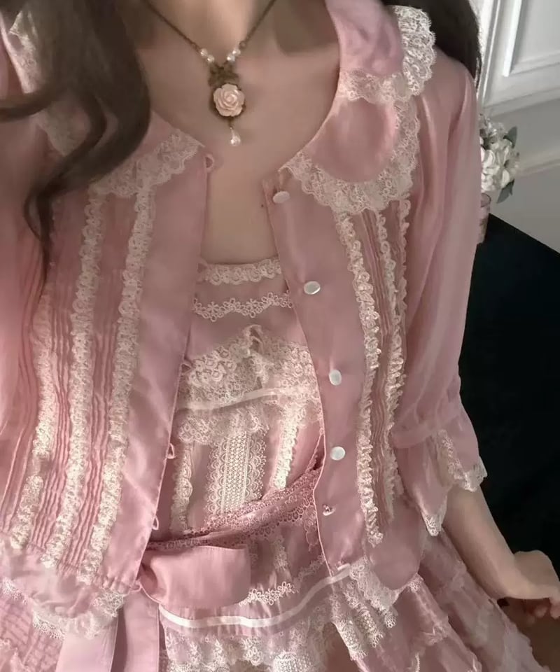 Jewel in Dawn」ブラウス、ベスト、スカート（ピンク）【5/22まで