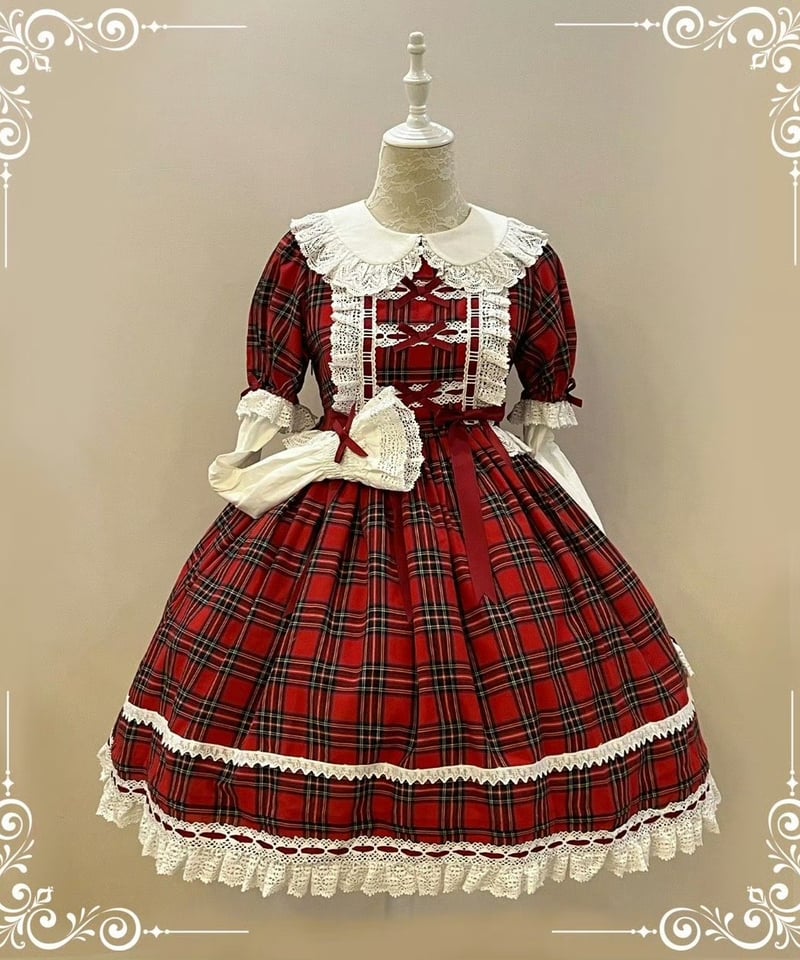 Laura's Doll付け袖付ワンピース + ボンネットセット Laura's Doll付け袖付ワンピース + ボンネットセット