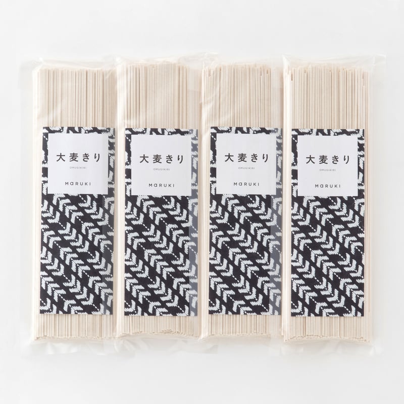 大麦きり 4把 （だし醤油付き）ギフトセット | MARUKI