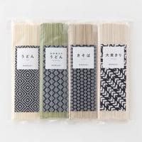 うどん、わかめ入りうどん、大麦きり、きそば（各1把）ギフトセット