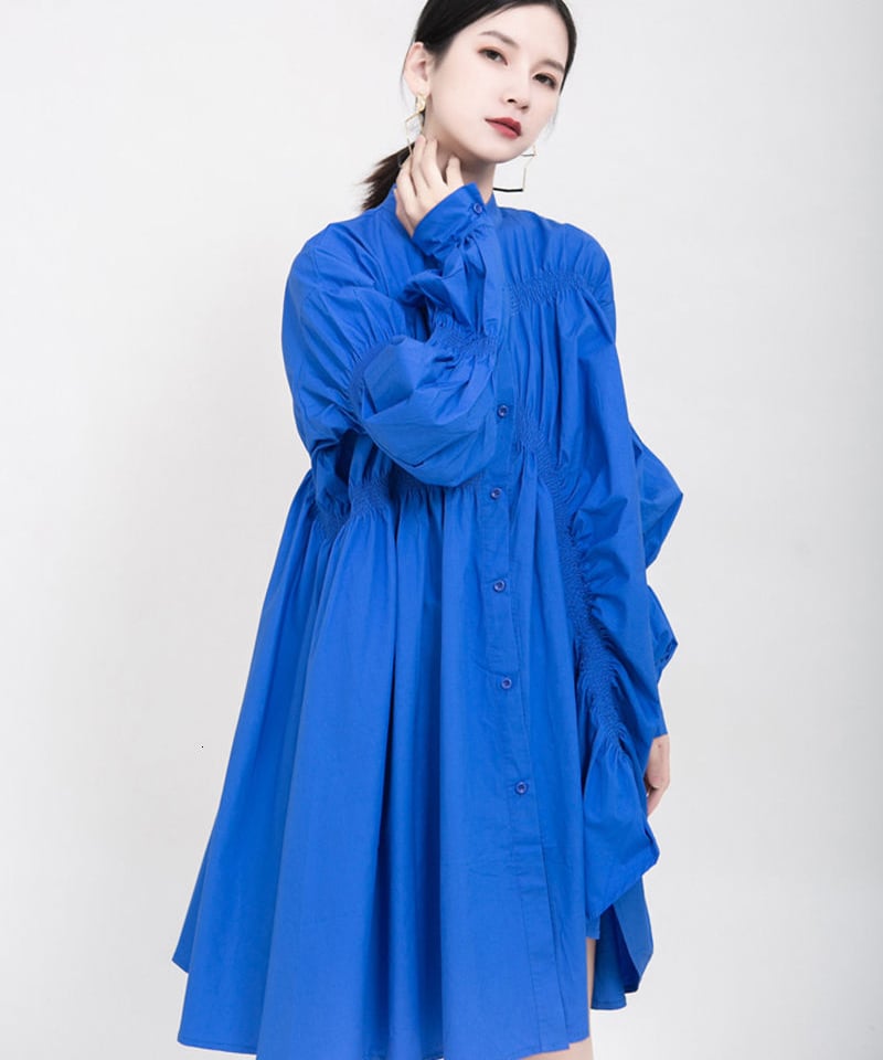 M～XL【新品インポートセレクト】極細プリーツアシンメトリーフリル裾ドレス M～XL【新品インポートセレクト】極細プリーツアシンメトリー