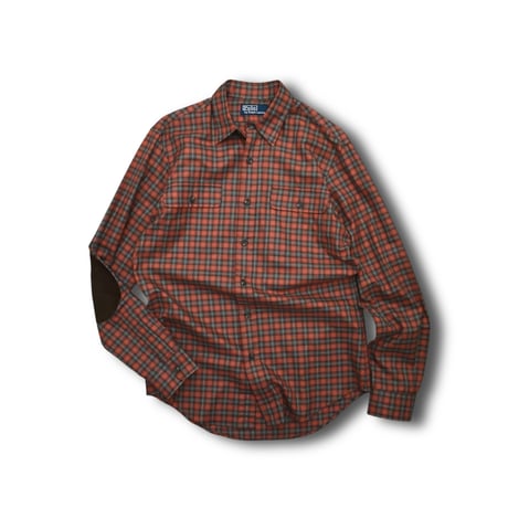 USED "POLO RALPH LAUREN" ELBOW PATCH PLAID SHIRT