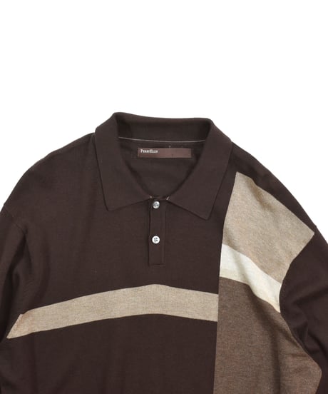 USED "PERRY ELLIS" PATTERN KNIT POLO L/S