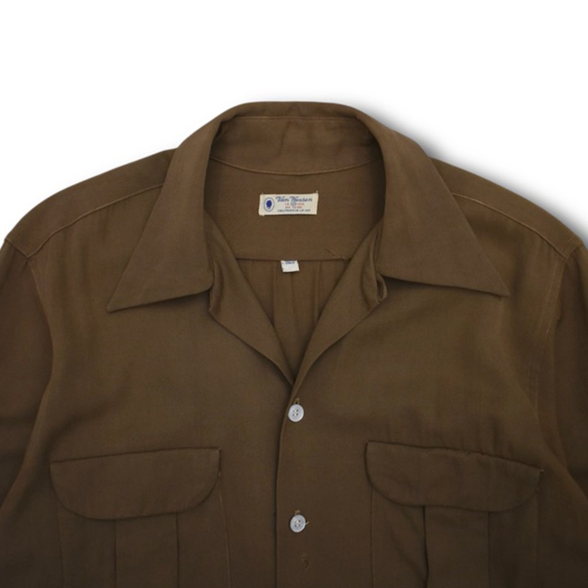 希少 50s Van Heusen レーヨン ギャバ 開襟 シャツ ブラウン VINTAGE 