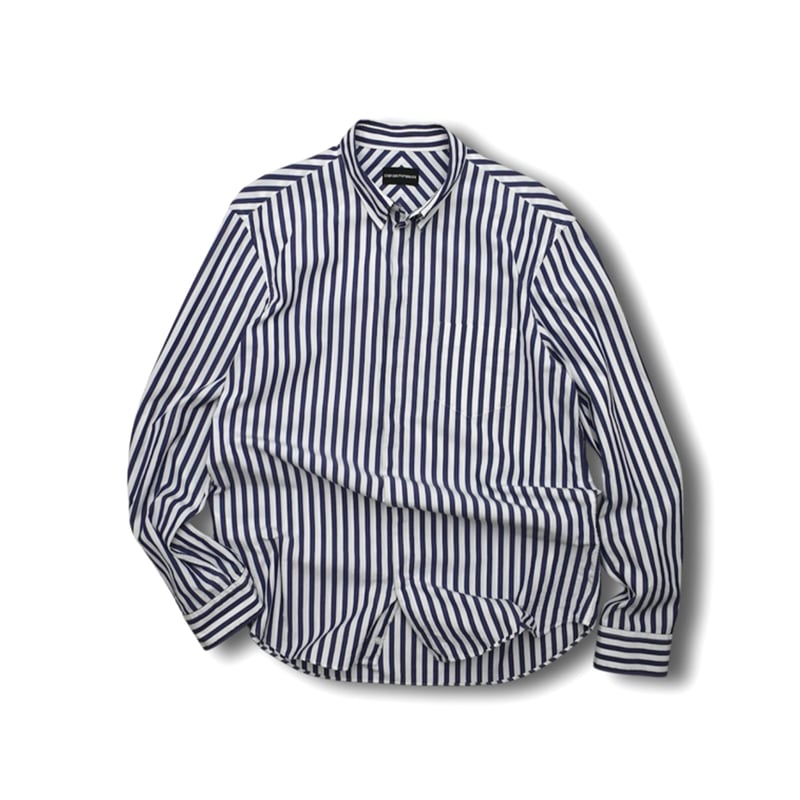 h*読様 EMPORIO ARMANI 古着ストライプシャツ USED 