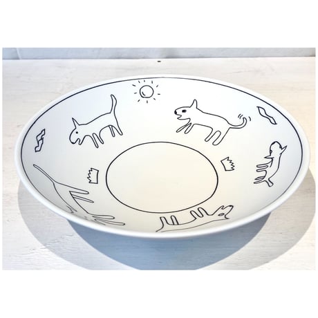 犬絵七寸鉢