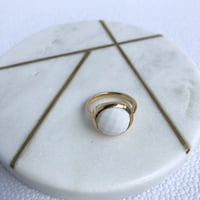 White Cushion Ring-Gold