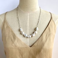 Oyster Pearl×Silver Chain Necklace