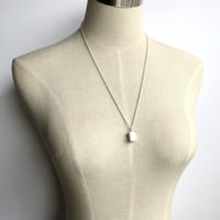 White Rectangle Necklace《M》-Silver925