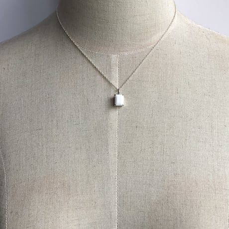White Rectangle Necklace《S》-Silver925