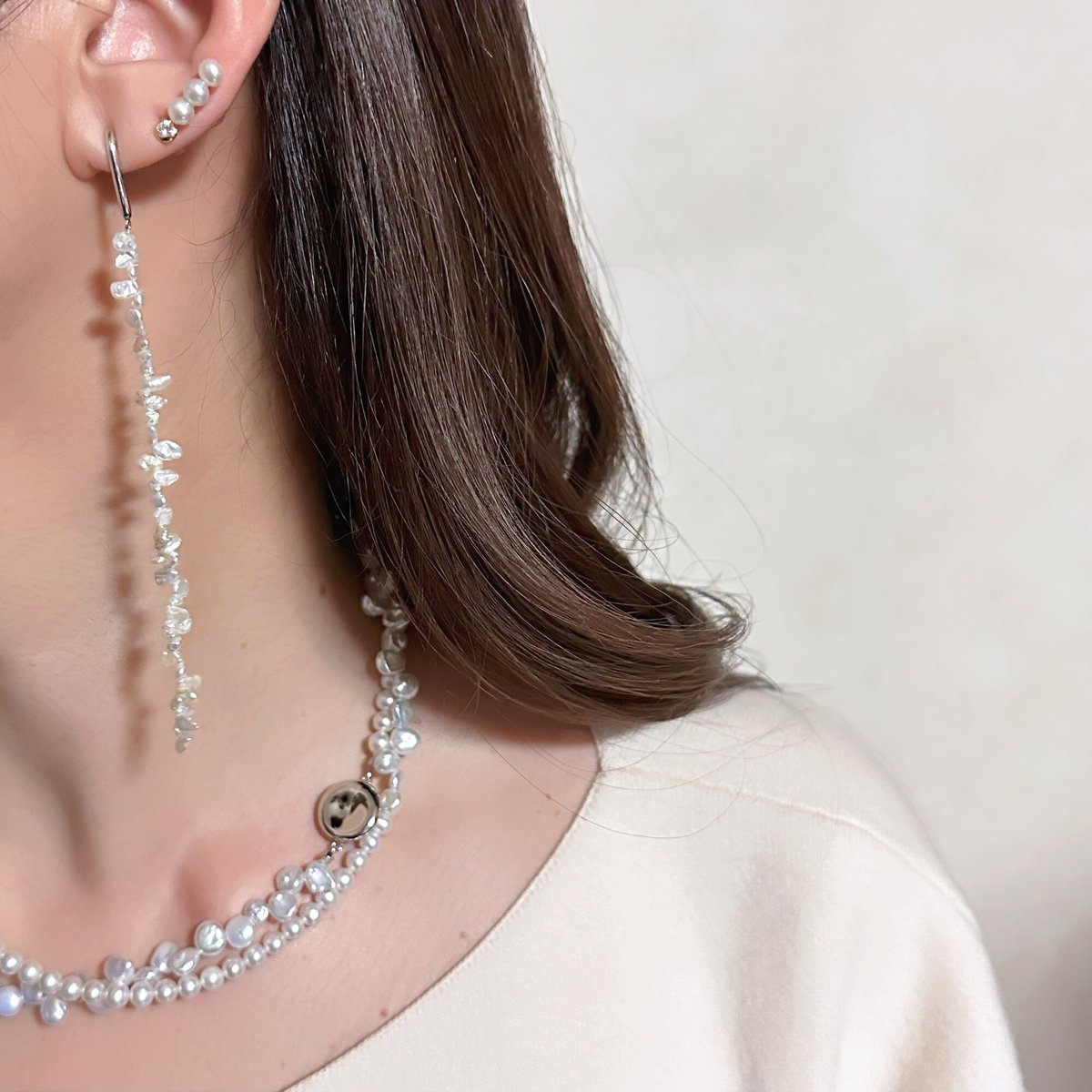P-Cleopatra Long Pierce/Earring -Tansui Pearl | P-Cleopatra Long Pierce/Earring -Tansui Pearl |