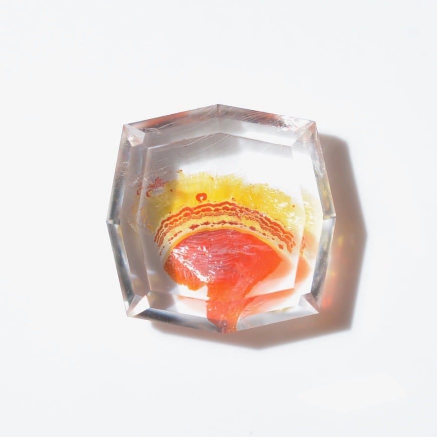 自社研磨カット】ライモナイトインクォーツ Limonite in Quartz 005 |