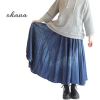 ohana　オハナ　インディゴチェックフレアスカート　FREEサイズ　F-16071390