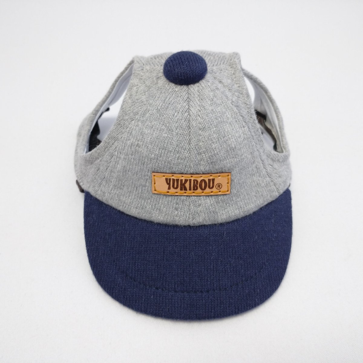 キャップ（小型犬用）ニット グレー×ネイビー | YUKIBOU-SHOP