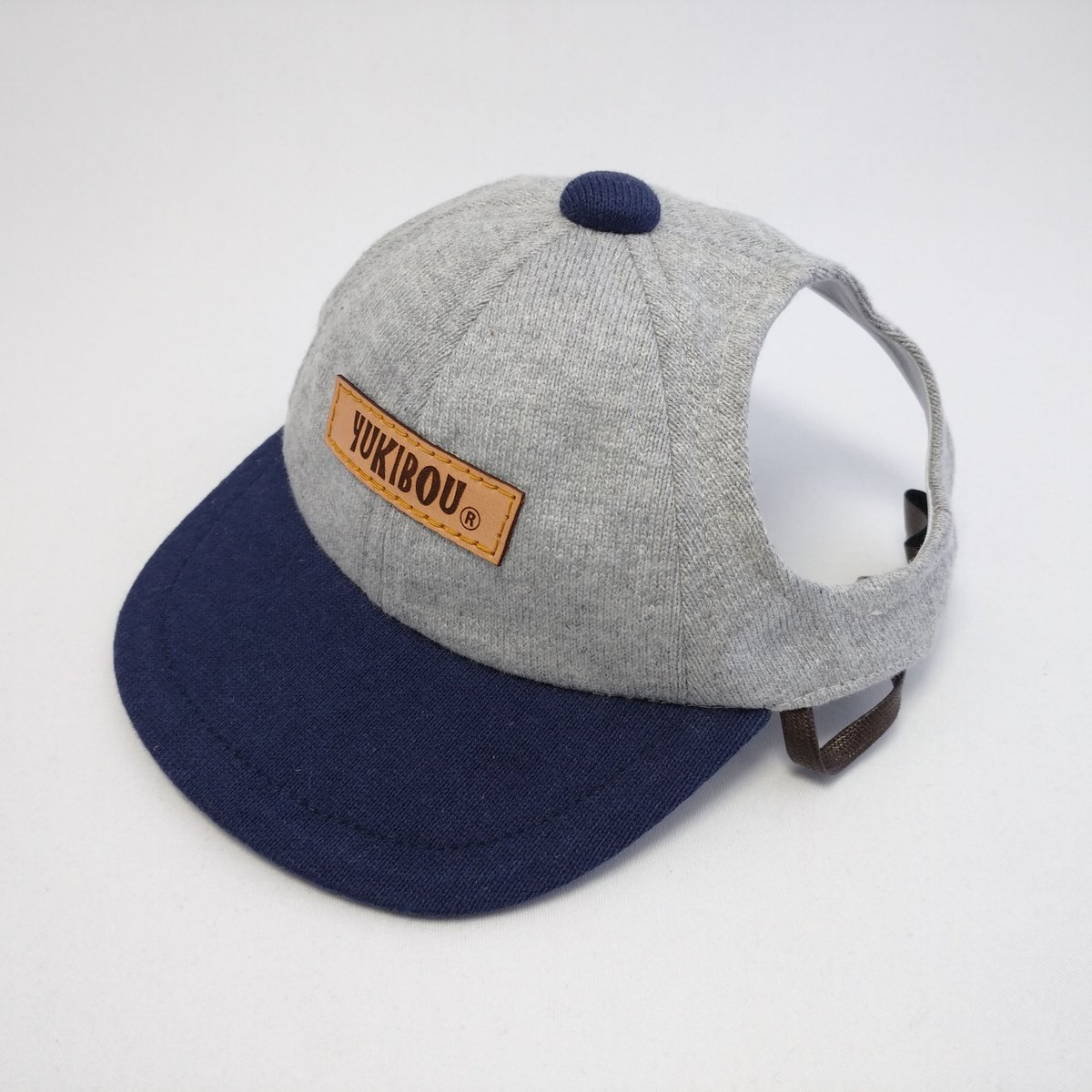 キャップ（中型犬用）ニット グレー×ネイビー | YUKIBOU-SHOP