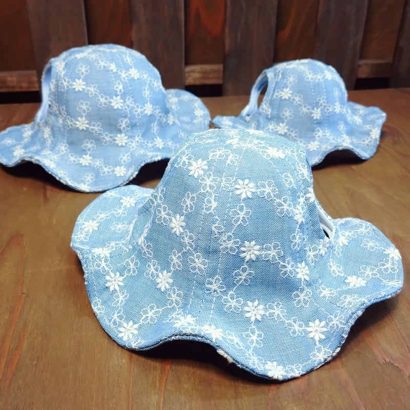 チューリップハット（小型犬用）ダンガリー刺繍 | YUKIBOU-SHOP
