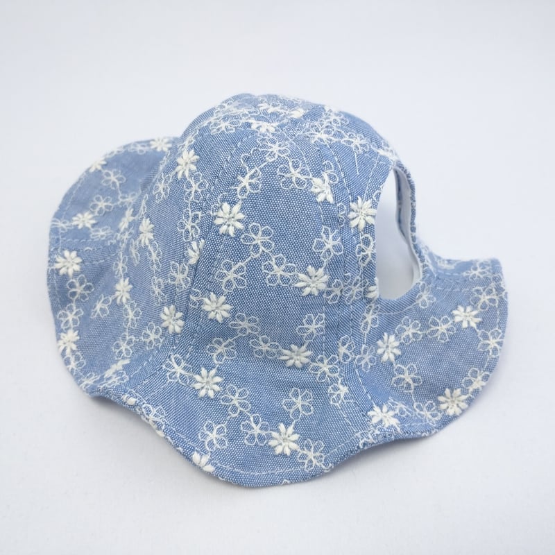 チューリップハット（小型犬用）ダンガリー刺繍 | YUKIBOU-SHOP