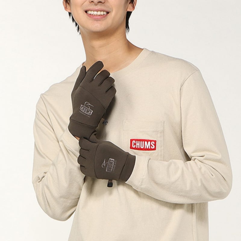 手袋＊CHUMS /ポーラテックパワーストレッチグローブ/カーキ/ブラック