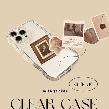 【予約･ antique 】clear iPhone case with sticker