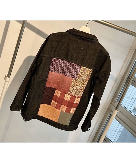 WAGARA Patchwork Denim Jacket - BLACK