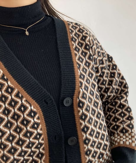 【Select】HISHI Pettern Knit Cardigan