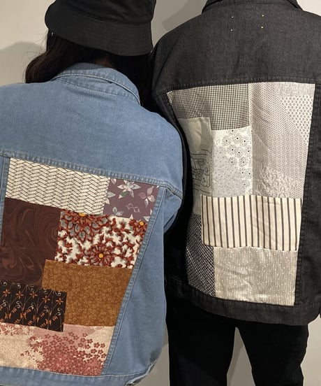 WAGARA Patchwork Denim Jacket - BLACK