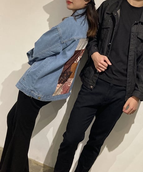 WAGARA Patchwork Denim Jacket - BLACK