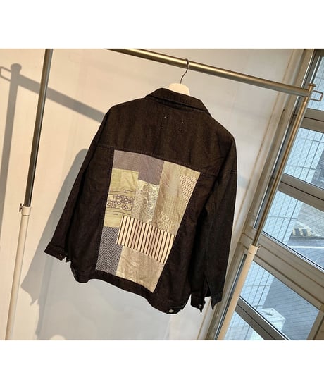 WAGARA Patchwork Denim Jacket - BLACK