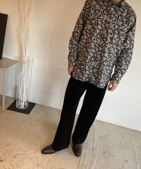 WA Oversize Shirt - 牡丹唐草柄（紺）