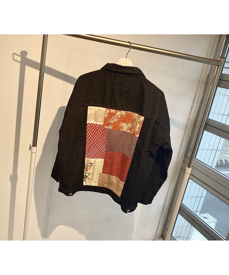 WAGARA Patchwork Denim Jacket - BLACK