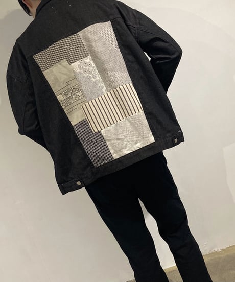 WAGARA Patchwork Denim Jacket - BLACK