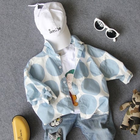 *韓国子供服*ドットシャツ