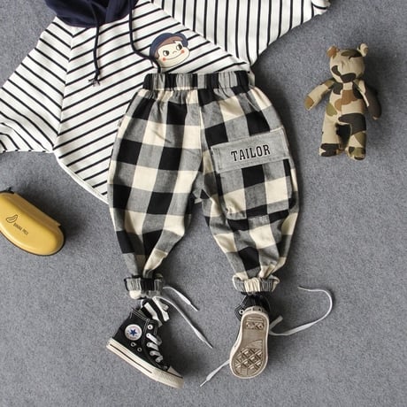 *韓国子供服*チェックパンツ
