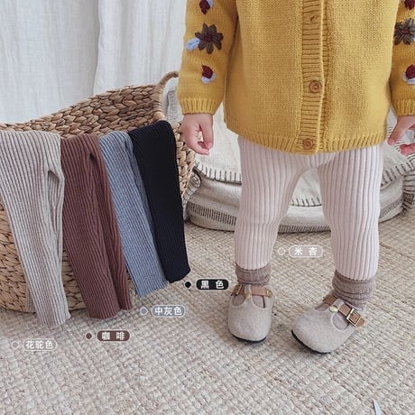 *韓国子供服*ソリッドカラーニットレギンス