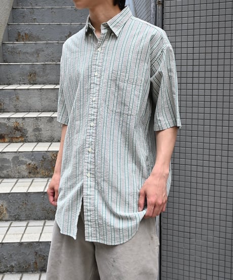 Used L.L.Bean S/S Seersucker Stripe Shirt -8