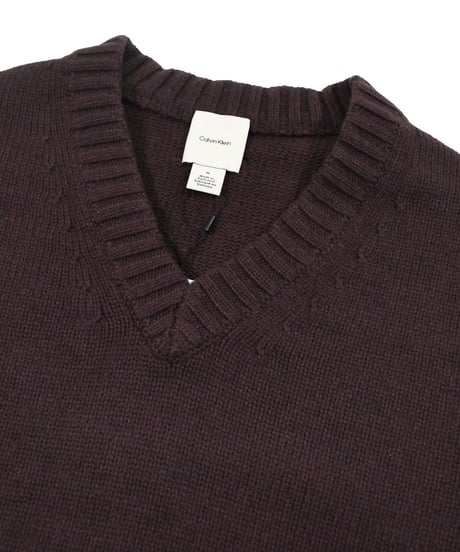 Calvin Klein V-Neck Knit Sweater Brown