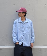 Red Kap Customize L/S Work Shirt Light Blue/Navy Stripe