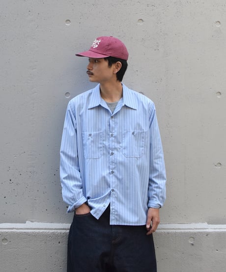 Red Kap Customize L/S Work Shirt Light Blue/Navy Stripe