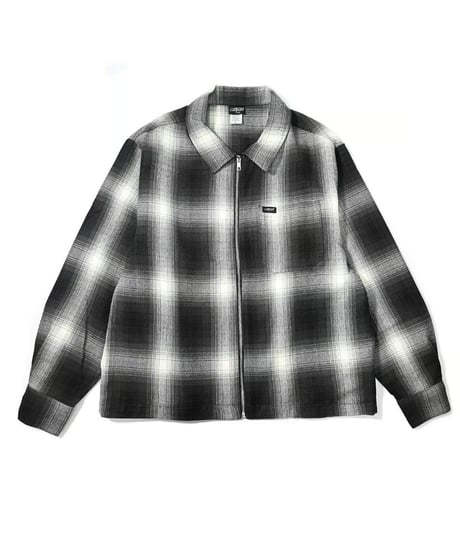 Caltop Zip Up Ombre Check Shirt Black/Ivory