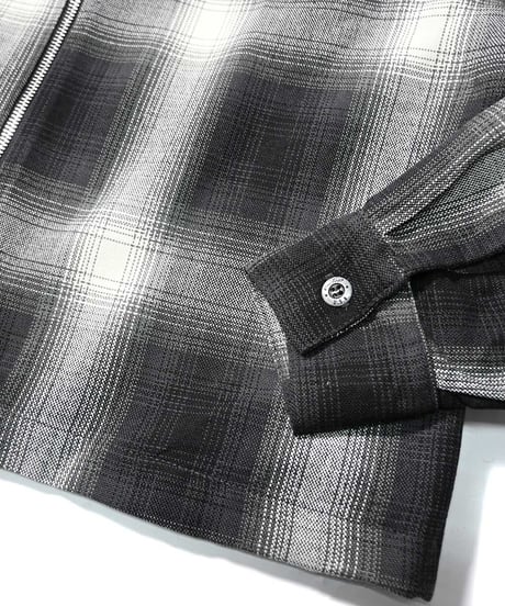 Caltop Zip Up Ombre Check Shirt Black/Ivory