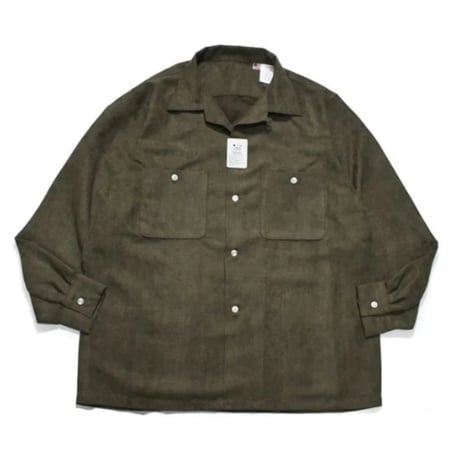 A.R.P. GABANARO™ Collection Suede Loop Collar Shirt Olive
