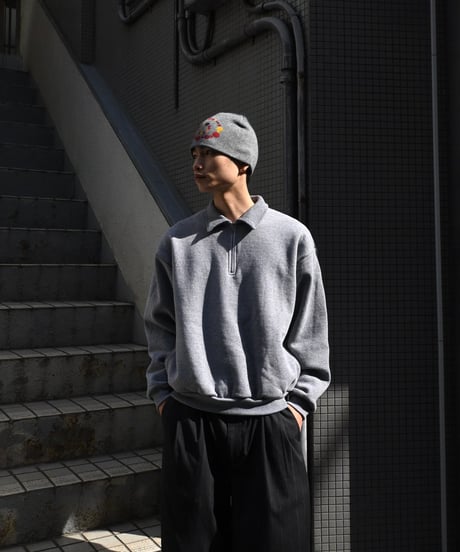 Los Angeles Apparel Half Zip Collared Pullover Heather Grey