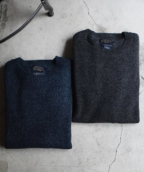 Pendleton Shetland Washable Wool Crewneck Knit Sweater Indigo Heather