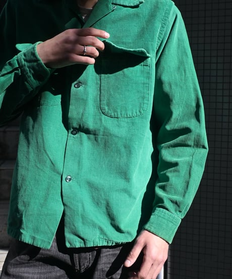 50s Used Towncraft Corduroy Open Collar Shirt