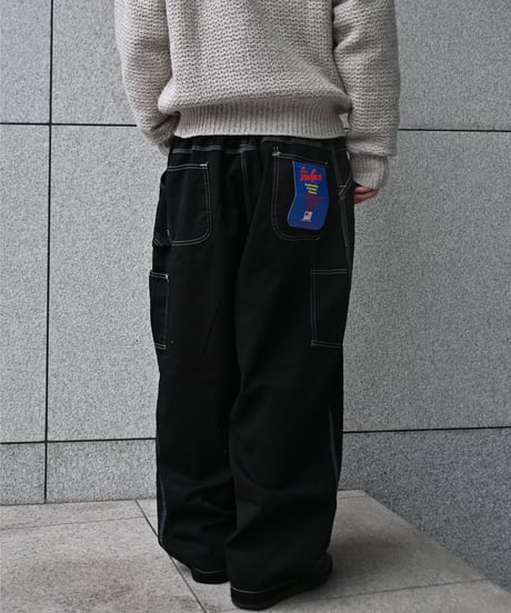 Deadstock Universal Overall Customized Double Front Big Painter Pants Dyed Black